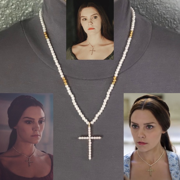 Hand Crafted Jewelry - SOLD—Medici Contessina Pearls Gold Renaissance Cross Necklace Handmade Replica